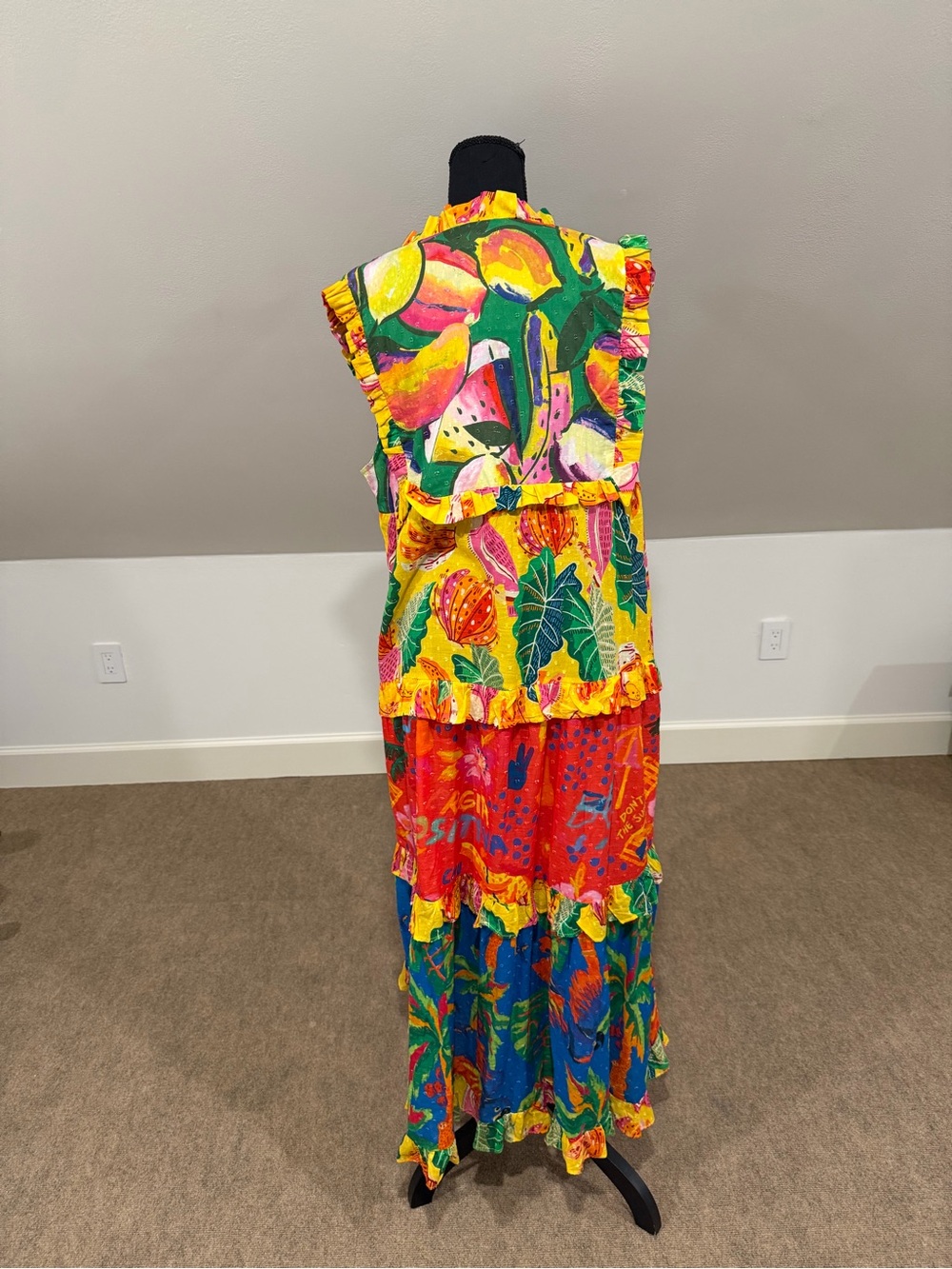 FARM Rio Yellow Multi Tropical Ruffle Maxi Dress - Picture 4 of 7